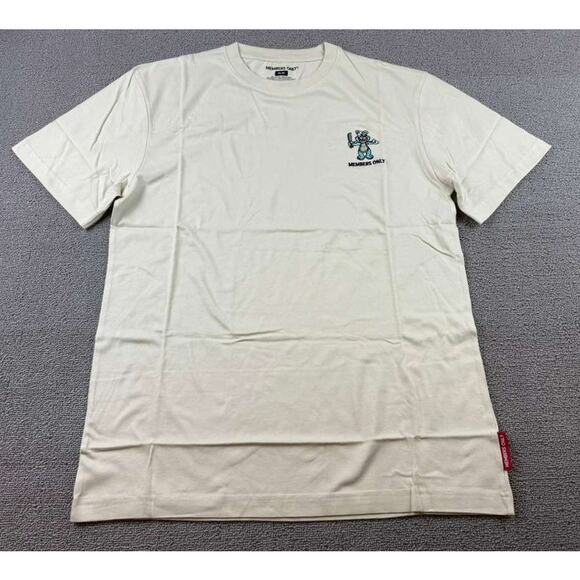 Members Only T Shirt Men M Cream Embroidered Scary Bear Knife Graphic Cotton - Picture 1 of 8